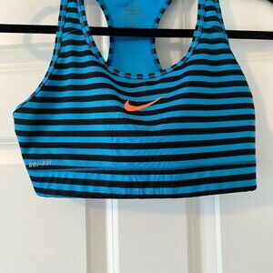 Nike Pro size M sports bra blue and black striped